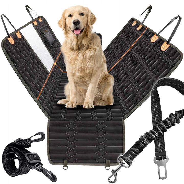 Husa universala pentru caini cu buzunare pentru masina, accesorii mobilier si transport animale companie, negru