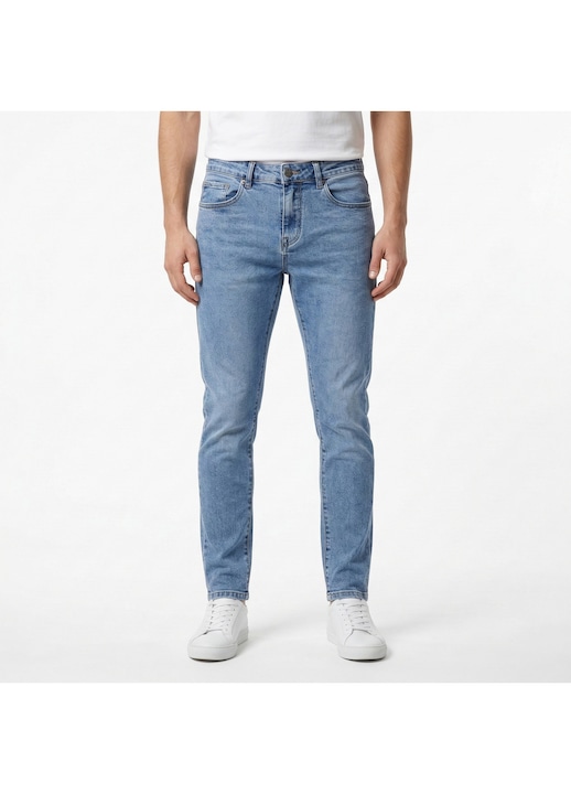 Blugi pentru barbati Slim Fit din denim elastic Realize, pantaloni skinny conici casual, Albastru deschis