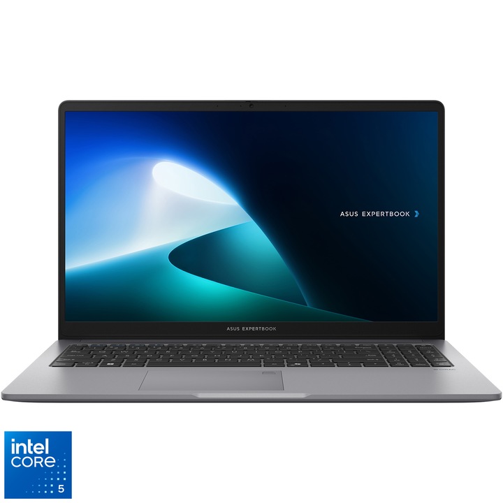 Laptop ASUS ExpertBook P1 P1503CVA cu procesor Intel® Core™ 5 210H pana la 4.8GHz, 15.6'', Full HD, IPS Wide view, 32GB DDR5 RAM, 512GB SSD, Intel® Graphics, No OS, Misty Grey