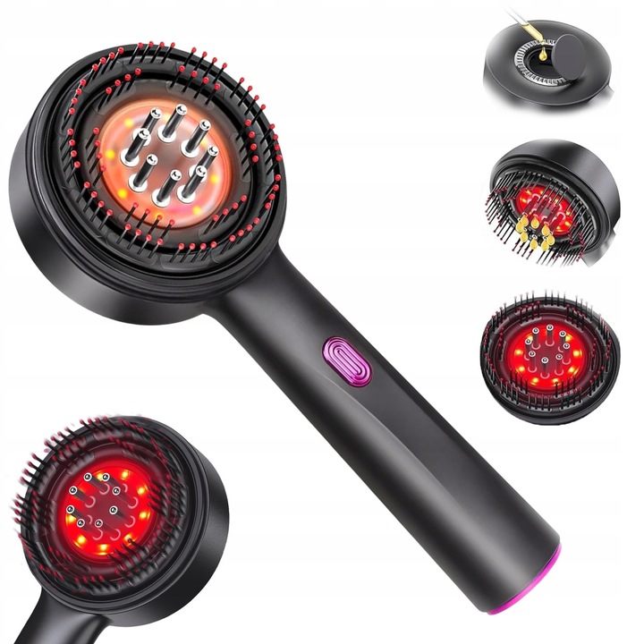 Masajer electric pentru scalp, 3 moduri, aplicator ulei, gri, 1400 mAh