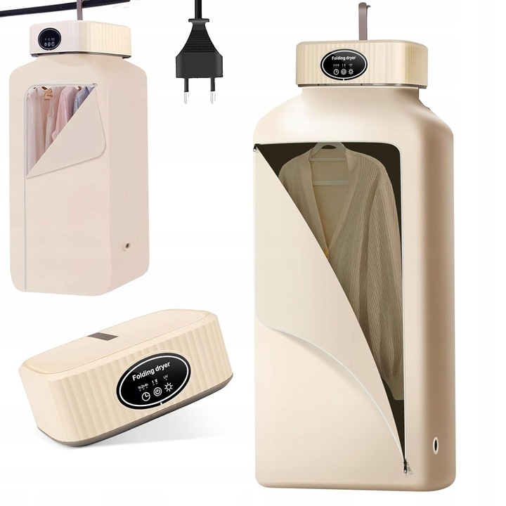 Uscator de rufe electric, 600 W, cu dezinfectie UV, portabil, bej, dimensiuni extinse 125x41cm