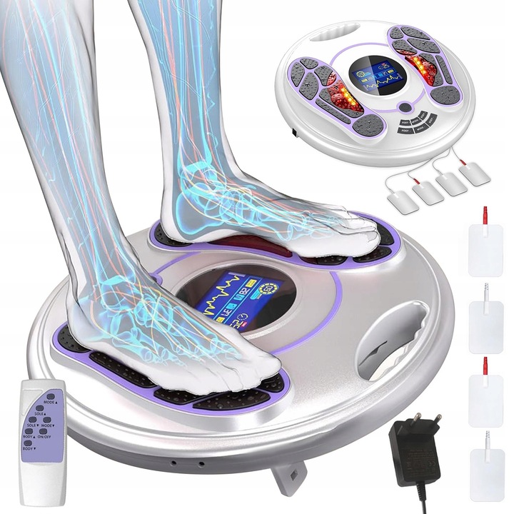 Lábkeringés-stimulátor, EMS masszázs, 4 TENS, többszínű
