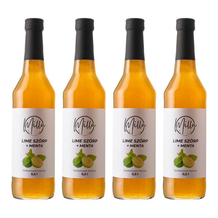 Millu Manufaktúra Lime+Menta szörp 0, 5L x 4 db Tartósítószer mentes