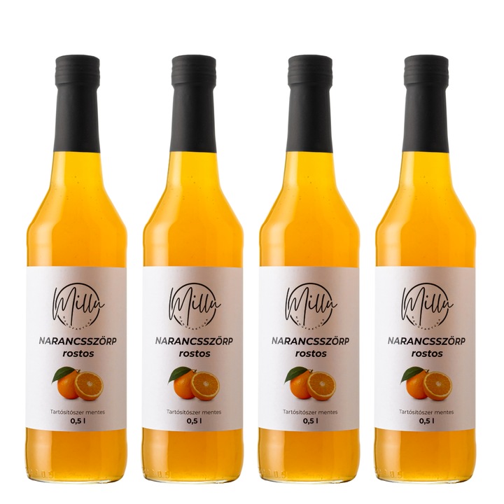 Millu Manufaktúra Narancsszörp (rostos) 0, 5L x 4 db Tartósítószer mentes