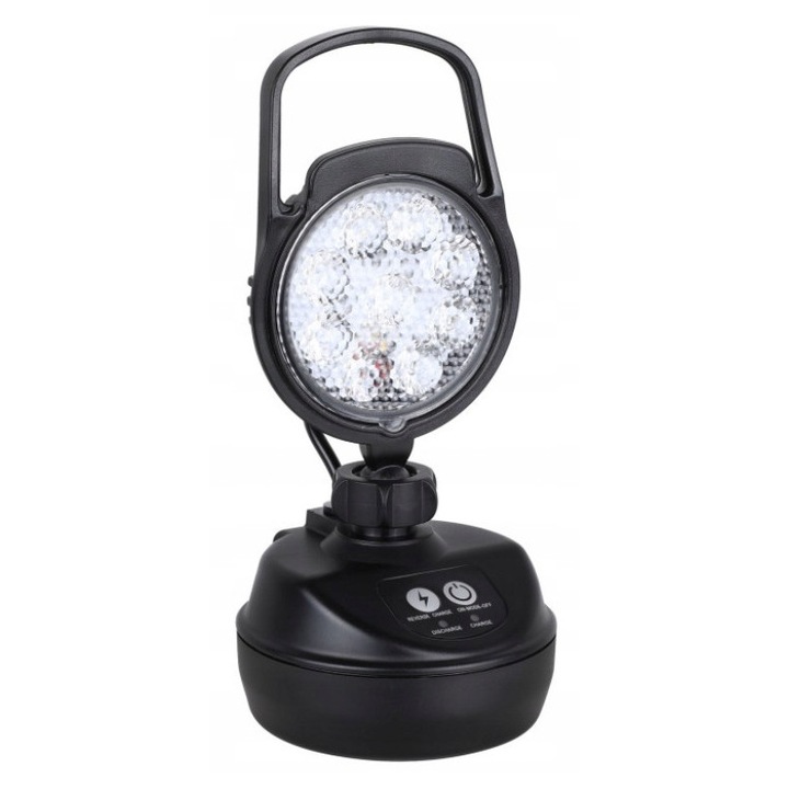 Lampa de lucru LED cu magnet si baterie DBautomotive, 9 LED-uri, 100%/50% luminozitate, 3,7V, 120x120x230mm