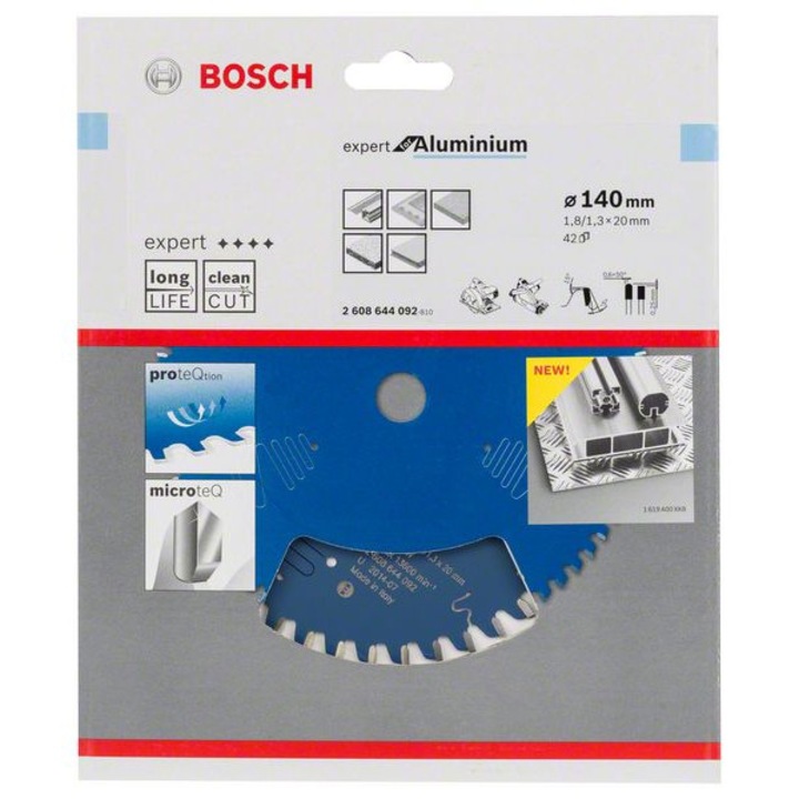 Disc de taiere Bosch, 140mm, 42 dinti, pentru metale neferoase si materiale plastice, 1 bucata
