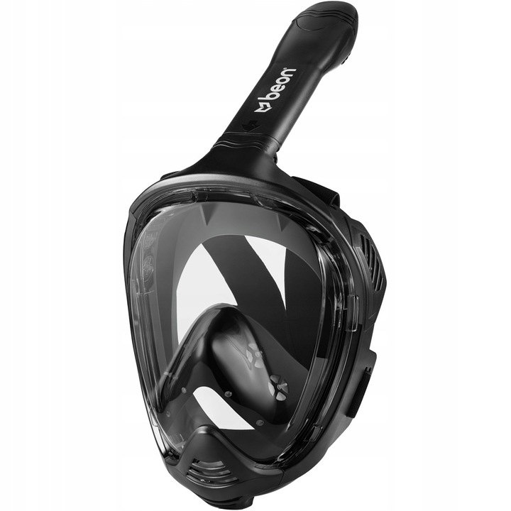 Маска за гмуркане Beon Exo G1, 180° видимост, хранителен силикон, черна, S/M или L/XL