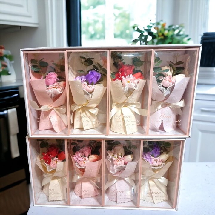 Set 4 Buchete Cadou Flori artificiale Infinity, 3 jocuri lumini, 30cm