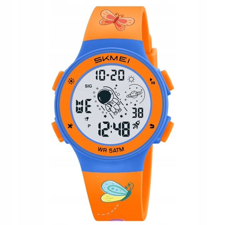 Ceas copii, electronic, multe functii, multicolor, 37x43x11mm, lungime bratara 22,5cm