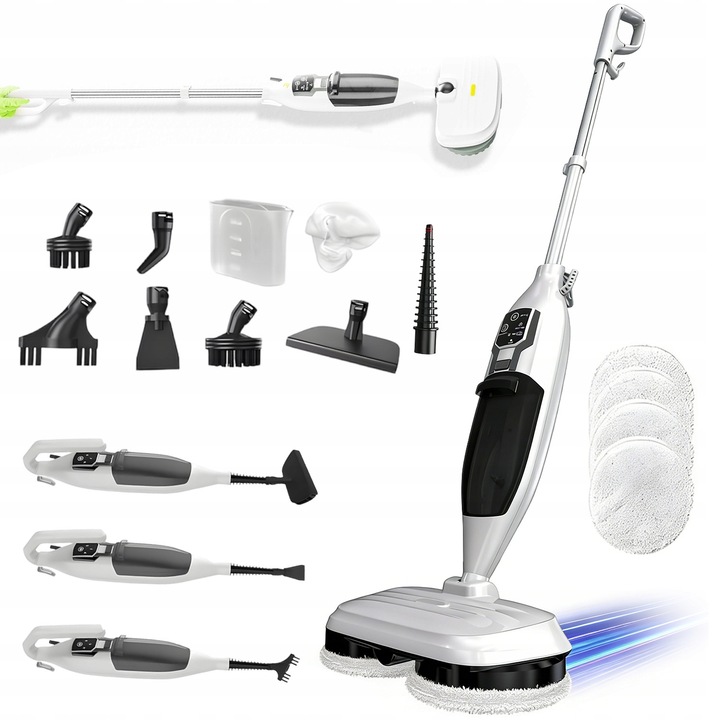 Set mop electric rotativ pentru curatarea podelelor, alb