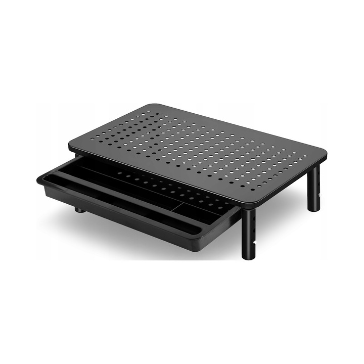 Suport monitor Nankin, cu sufla, reglabil, metalic, negru, 10x37x23,5cm