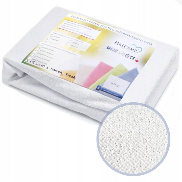 Протектор за матрак Halcamp, водоустойчив, 140x200см, бял, материал хавлиен плат + PVC