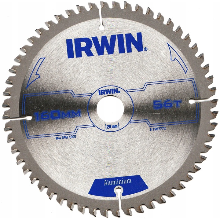 Pila circulara Irwin 160x20x2,5mm 56z TCG Aluminium
