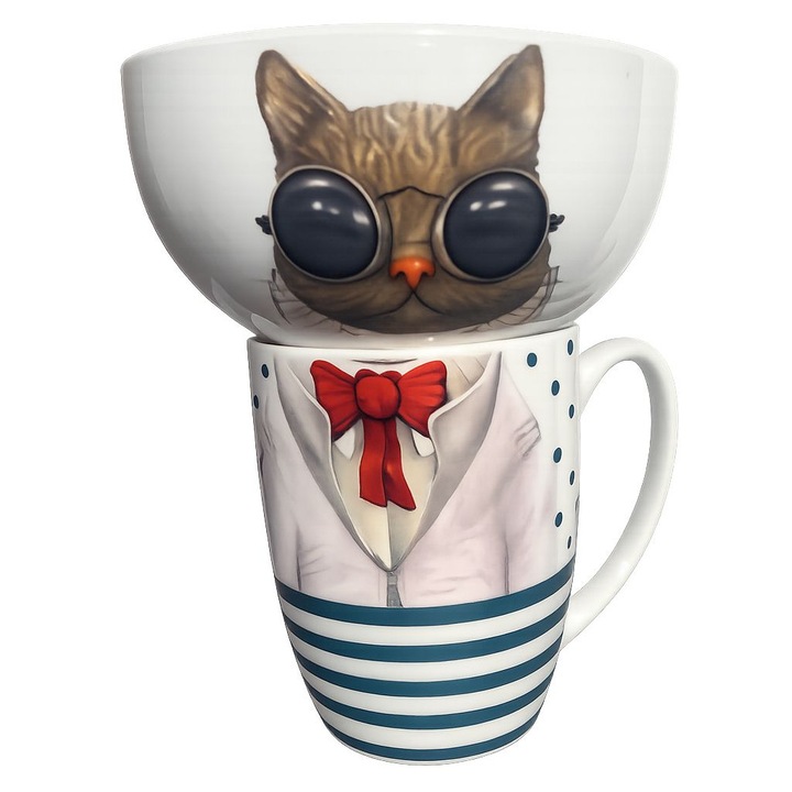 Set Mic Dejun, Ceramica, Pisica, 2 piese