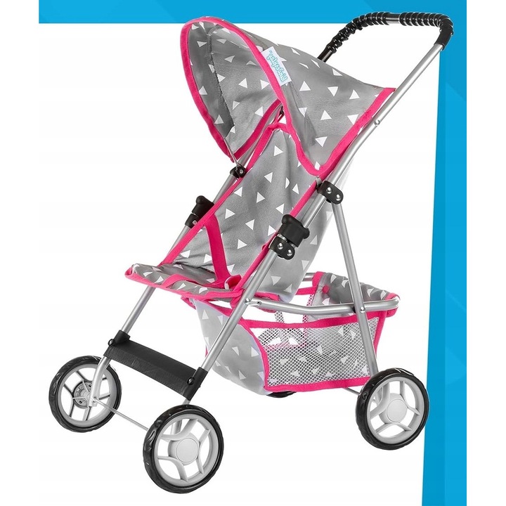 Carucior pentru papusi Kinderplay 3in1, pentru papusi max. 40cm, constructie usoara, roti din spuma