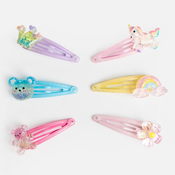 Set Clame Par Metalice Colorate cu Figurine 3D pentru Copii - 6buc