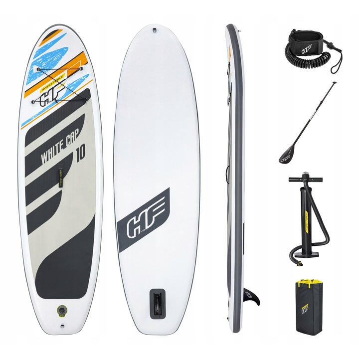 Placa SUP set cu accesorii Hydro-Force White Cap 3,05m x 84cm x 12cm, 1 loc, 120kg, antiderapant, culori diverse