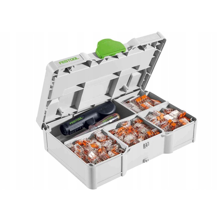 Комплект клеми Wago Festool SYS3 S, 175 броя, с тестер за напрежение, Mini-Systainer S