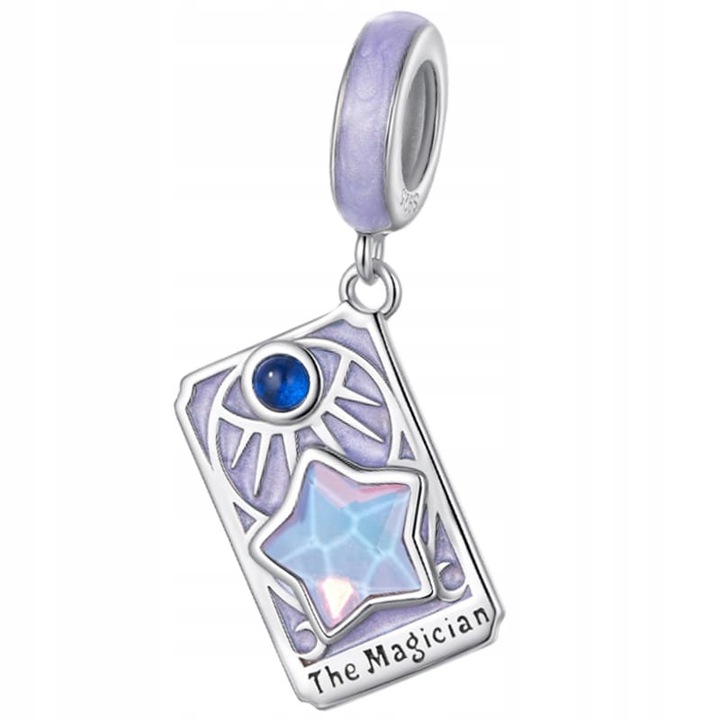 Charm Carte Tarot, Argint 925, 25x9mm, Violet, Trusky