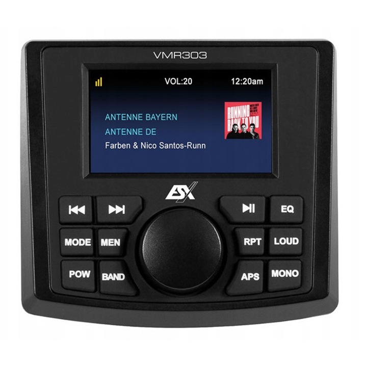 Морска аудио система ESX VMR303, Bluetooth, DAB+, 4x50W, водоустойчива, пълен комплект