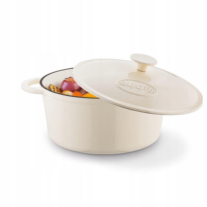 Oala ovala retro Konighoffer 5L, crem, pentru inductie