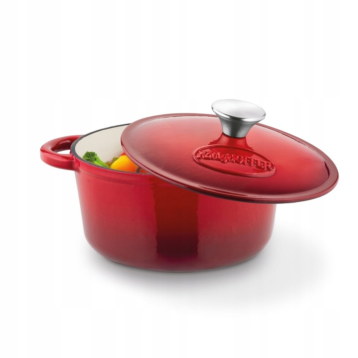 Oala ovala retro Konighoffer 2,8L, inductie, rosie