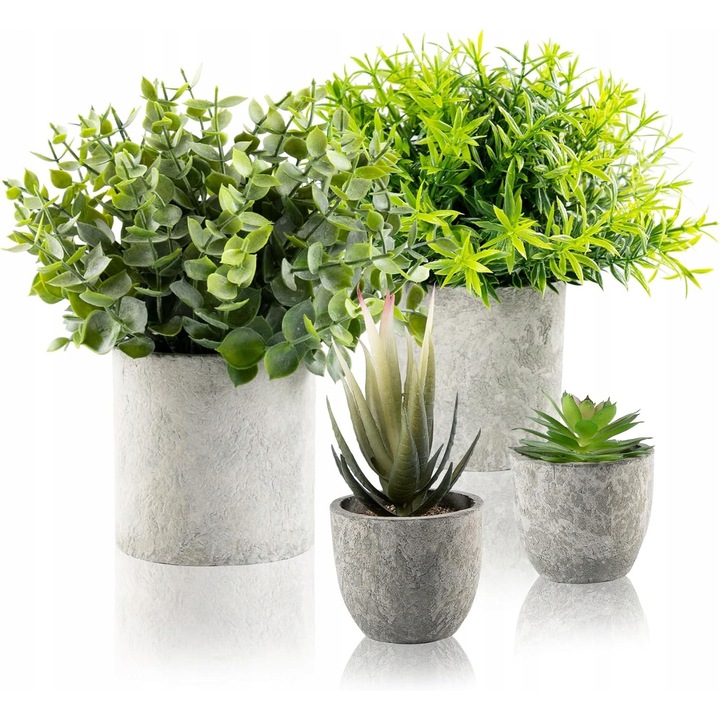 4 darab műnövény készlet, Ilauke, eukaliptusz és rozmaring, 20,3-22,9 cm, többszínű