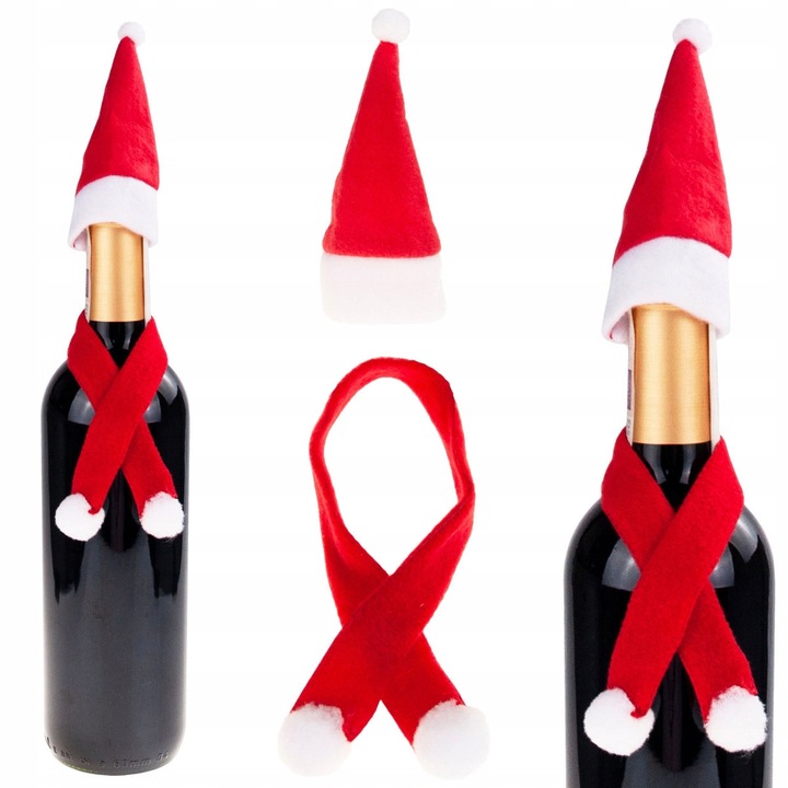 Decoratiune sticla Martom, set cu caciula si fular, 15x8cm, 13x5cm, multicolor