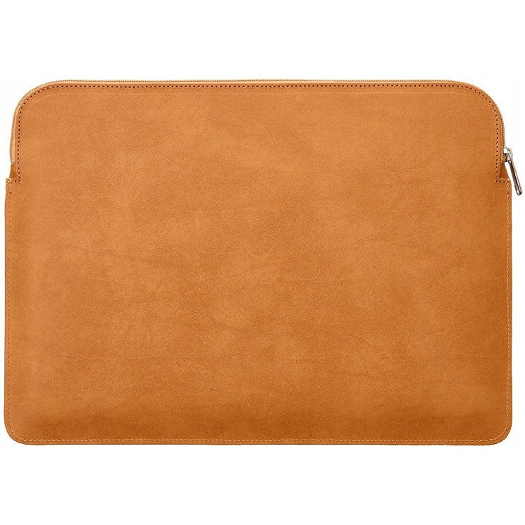 Etui laptop 15.3'', Baltan, din piele naturala, cu fermoar, culoare maro deschis
