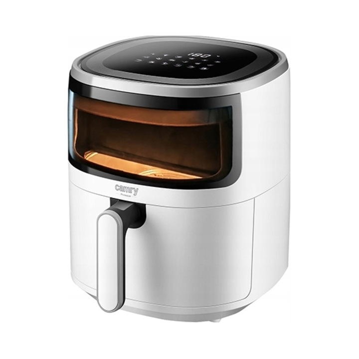 Friteuza CAMRY CR 6313, 5 litri, 2000W, alb, 12 programe de gatit, dimensiuni 31x27x37.5cm