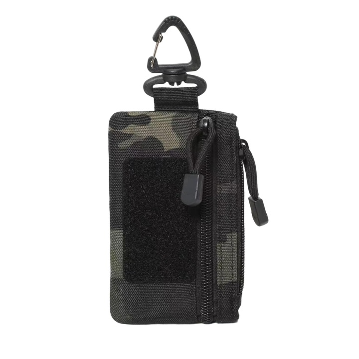 Fekete sporttáska cipzárral, túrázáshoz és alkalmi viselethez