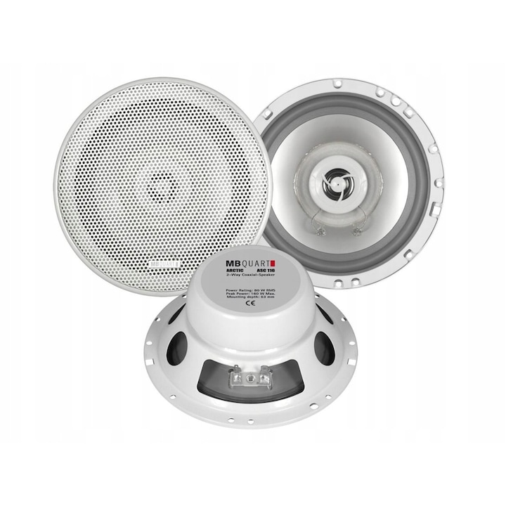 Boxe auto MB Quart ASC116, 165mm, 80W, waterproof, 4 Ohm, set de 2 bucati
