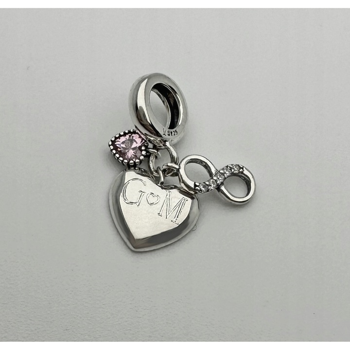 Pandantiv inima din argint 925, 2,4cm, pentru bratari modulare