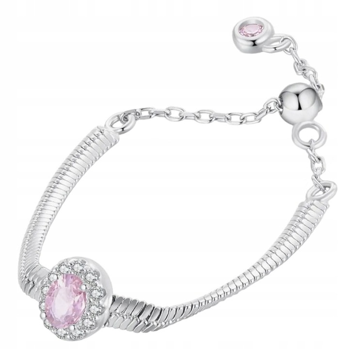 Inel argintiu reglabil, Trusky, 925, roz, 13-20