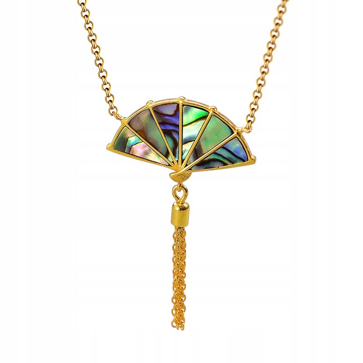 Colier cu model de evantai, Trusky, argint S925, perle colorate, 1,5x2,3cm