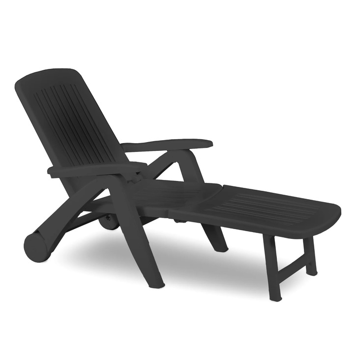 Állítható kerti vagy strandszék, mérete 190 x 60 x 72 cm, műanyag, fekete színű