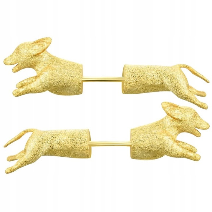 Cercei aurii, Trusky, cercei cu caini, argint 925, 18k aur, 7,8x5,4mm,