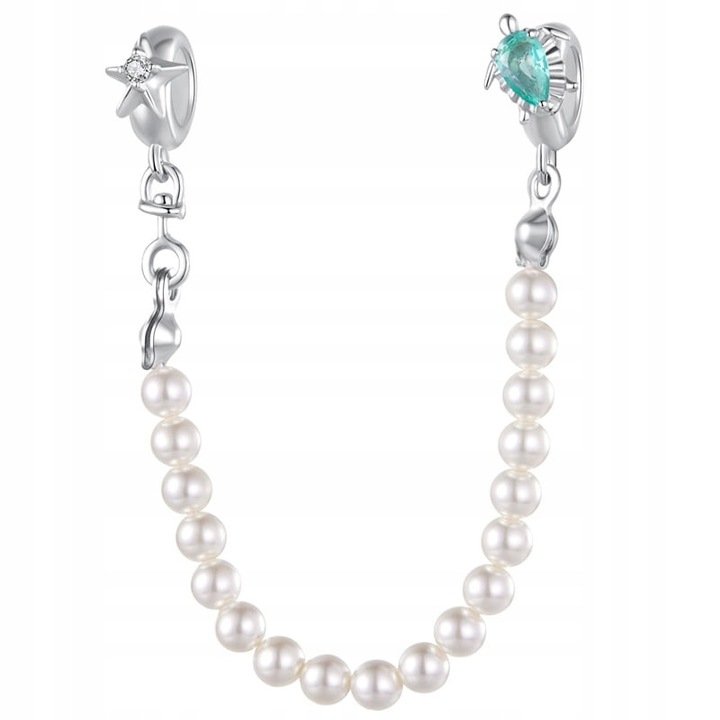 Lant de siguranta pentru charms, Trusky, argint 925, perle