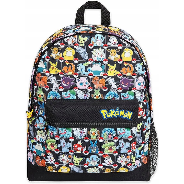 Pokemon hátizsák, többszínű, erős cipzárral, párnázott vállpántokkal, nagy méret