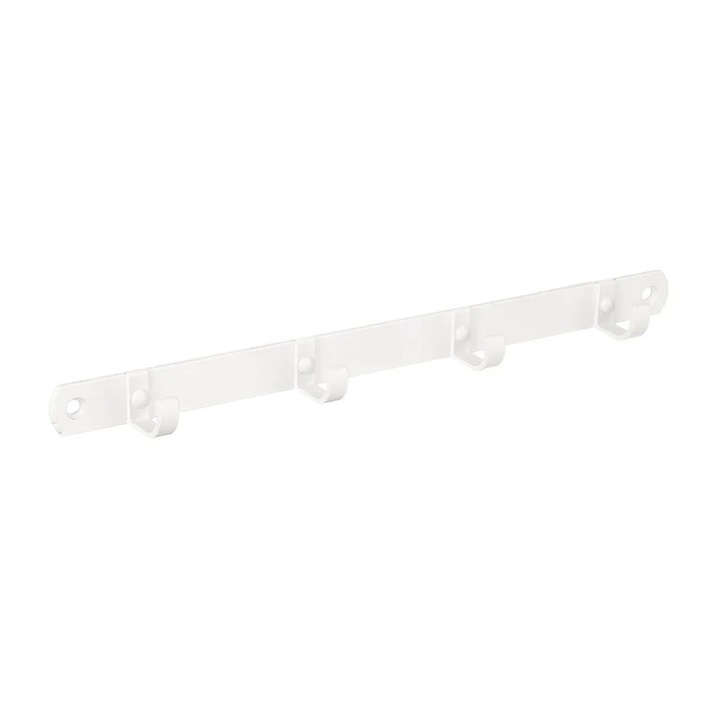 Cuier perete, 4 agatatori simple, aluminiu, alb