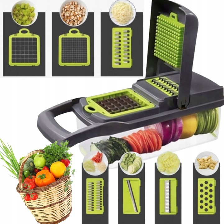 Feliatoare manuala, set XXL, 9 accesorii, inox