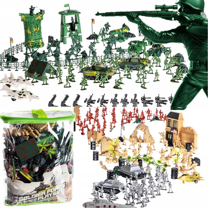 Комплект фигурки войници XXL, 300 елемента, военна база, преносим, 27x12x27см