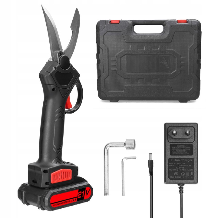 Set Foarfeca Electrica cu Acumulator, 2 Baterii 21V, 30mm, Ergonomic, Waliza Transport, ADM