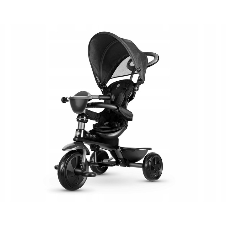 Tricicleta Qplay Cosy 4 in 1, neagra, pentru copii 10-36 luni, cu suport pentru spate si manere antiderapante