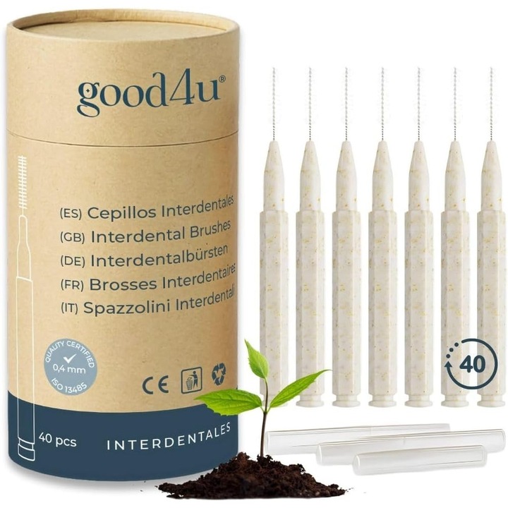 Periute Interdentare Good4u® 40 - Maner PLA Vegetal, Ecologice
