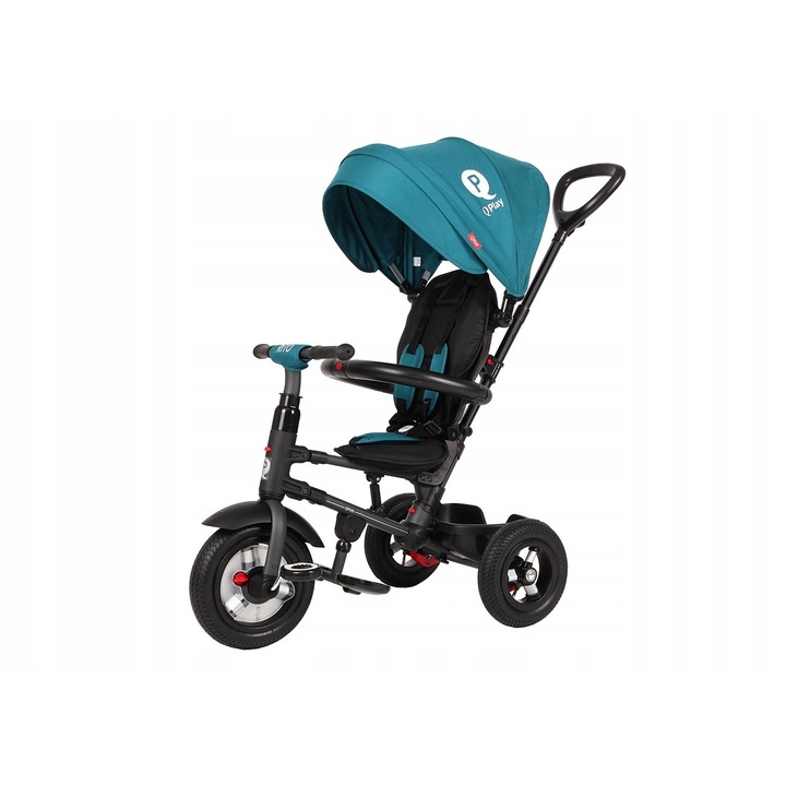 Tricicleta Qplay Rito Rubber, verde, 6-36 luni, cu roti din cauciuc