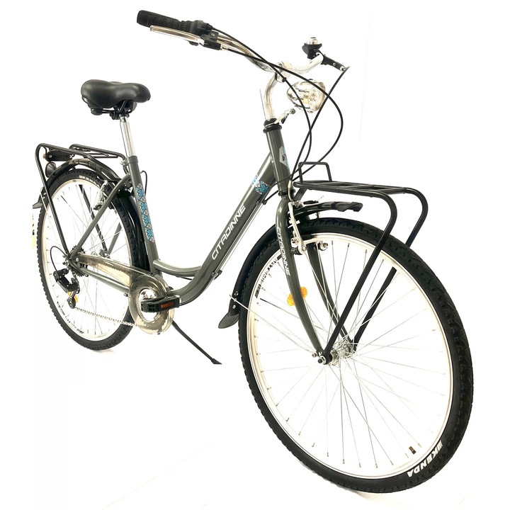 Bicicleta Citadinne Shimano, CT2604, 26 inch, Cadru Otel, Gri/Albastru