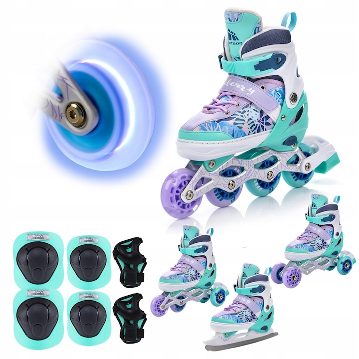 Rolki multifunctionale 4w1 Meteor cu set de protectie H210, violet, marimea M