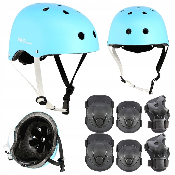 Casti protectie sport Nils Extreme, set cu reglaj, pentru copii, cu protectii, XS