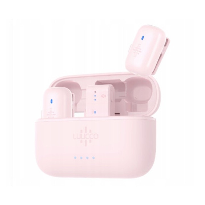 Mikrofon wireless Luucco MiniPods K2, rozpink, 48 kHz, 2,5x1,5cm, set complet
